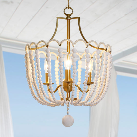 Rimini wood bead basket  Chandelier