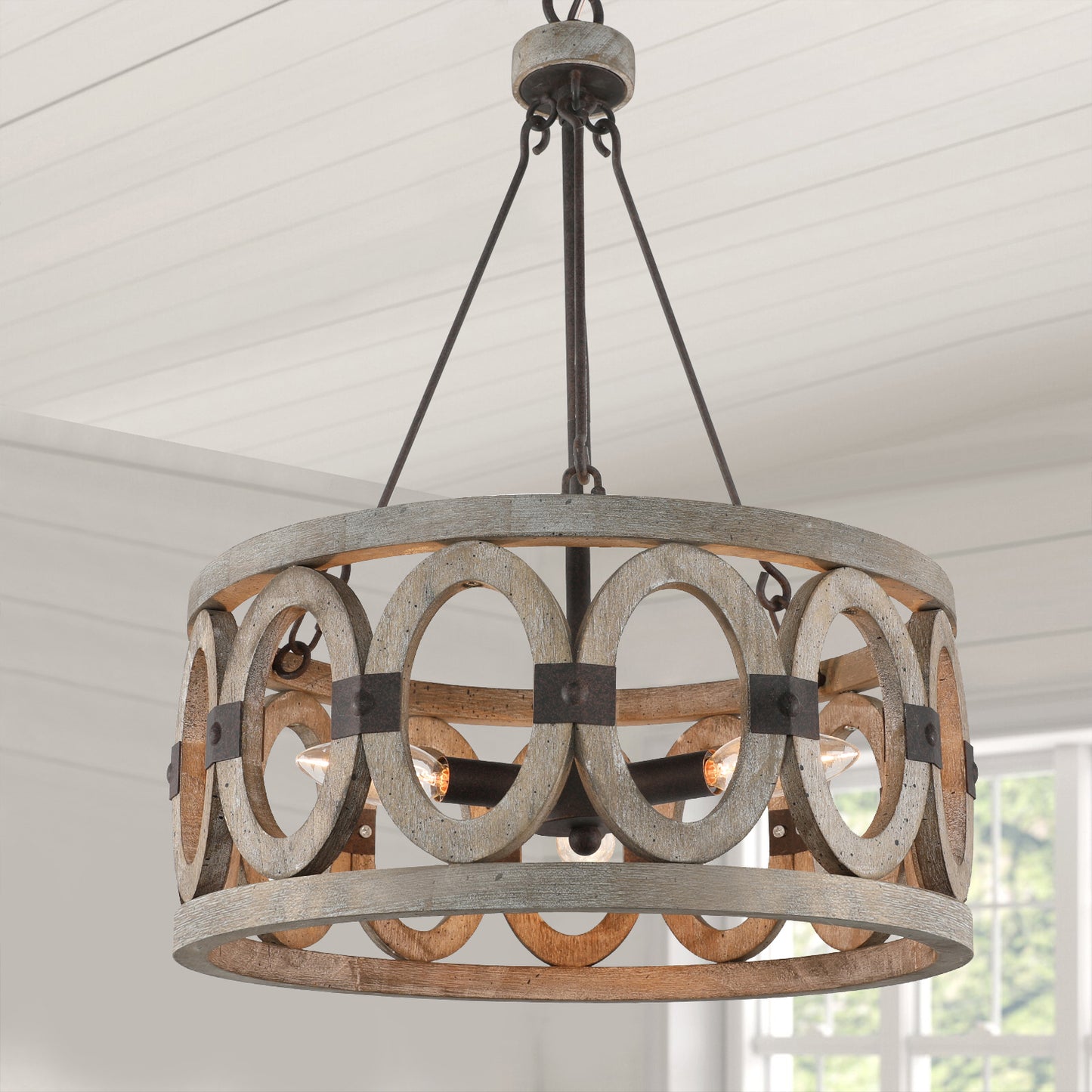 Cento Farmhouse wood Chandelier Pendant