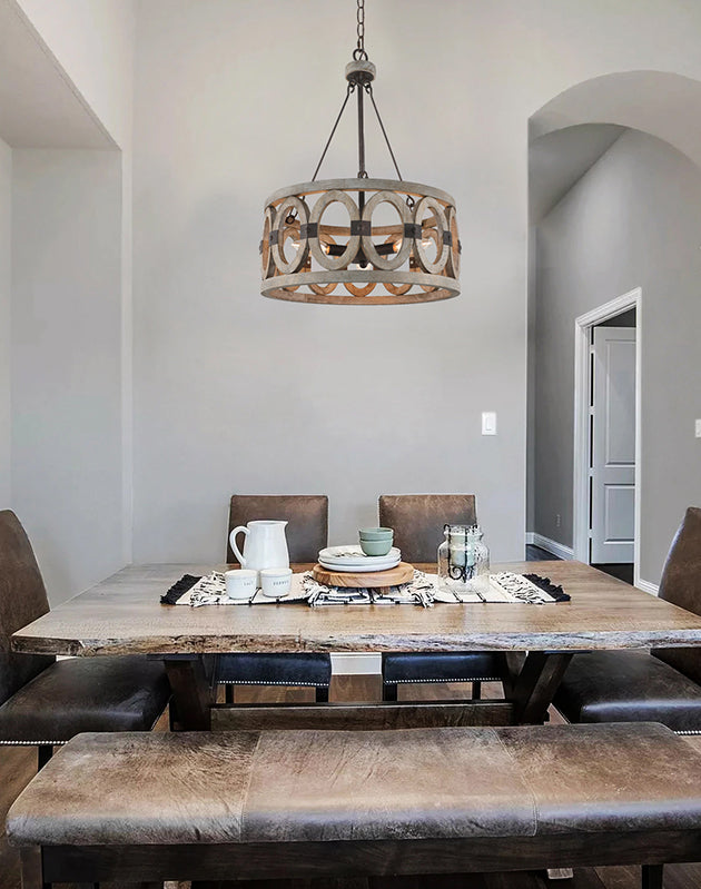 Cento Farmhouse wood Chandelier Pendant