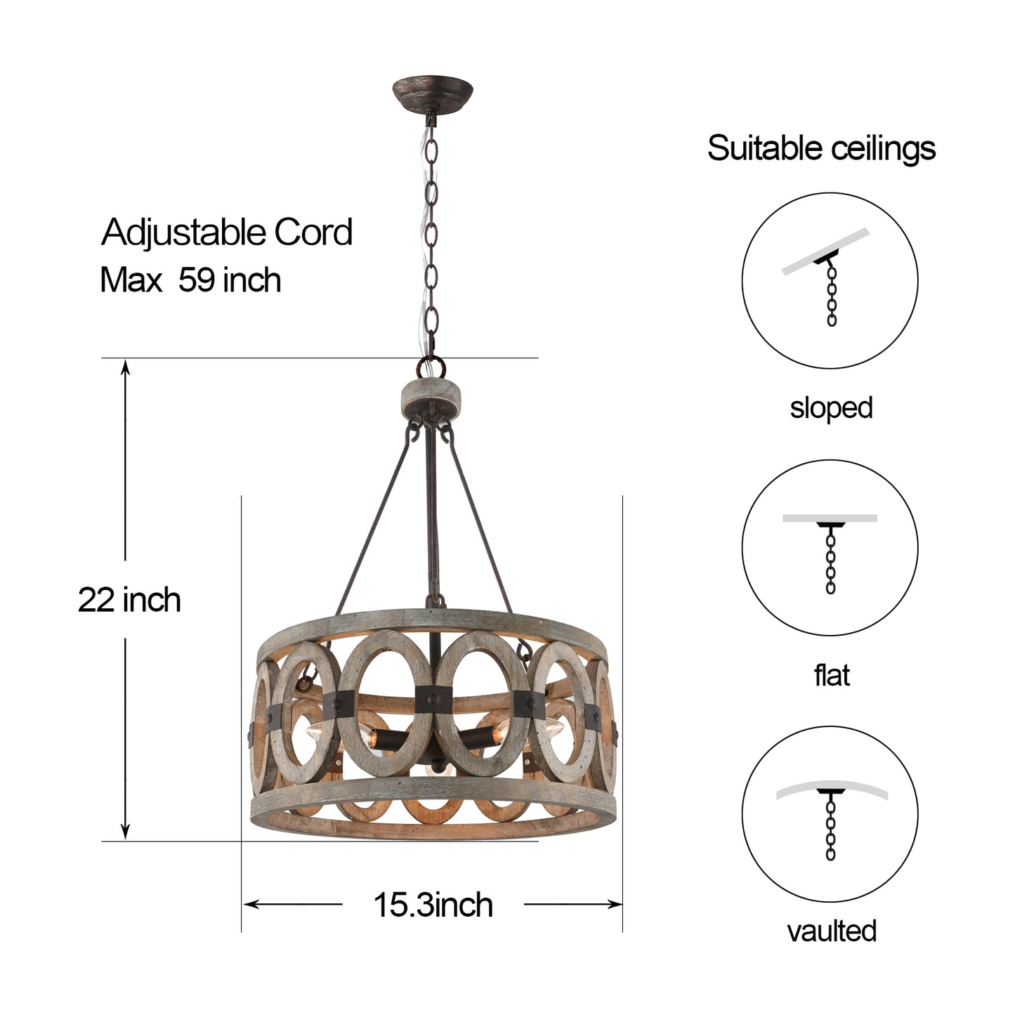 Cento Farmhouse wood Chandelier Pendant